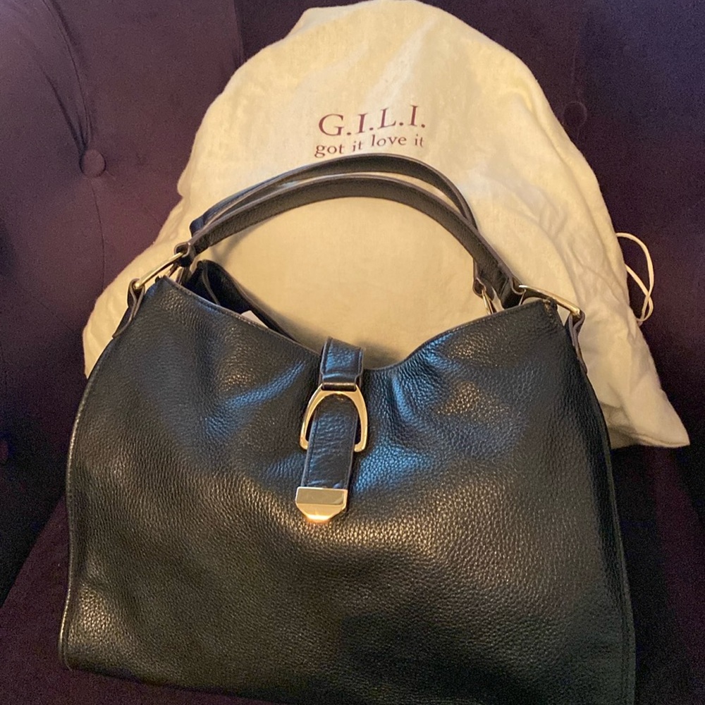 GILI bucket purse.  Genuine leather in black
